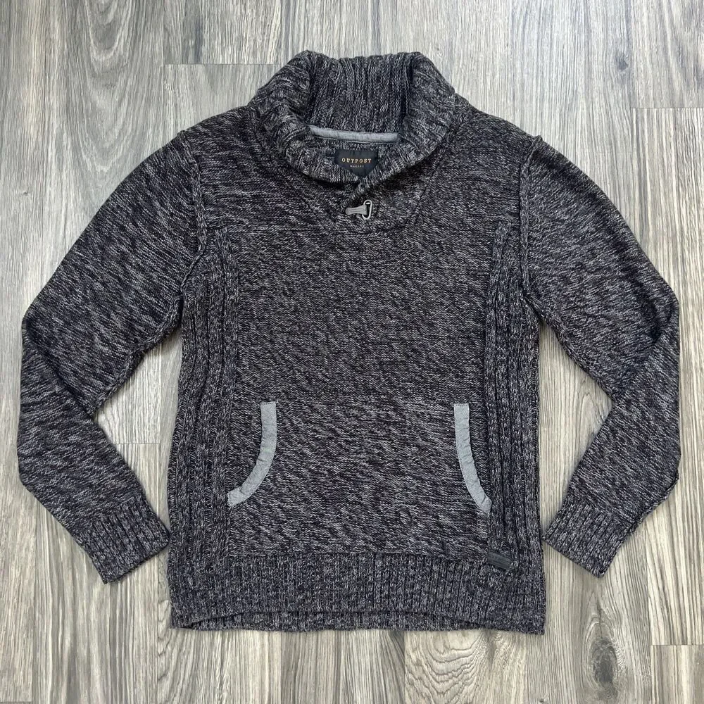 Buckle Outpost Makers Marled Gray Knit Cowl Neck Sweater Size Medium